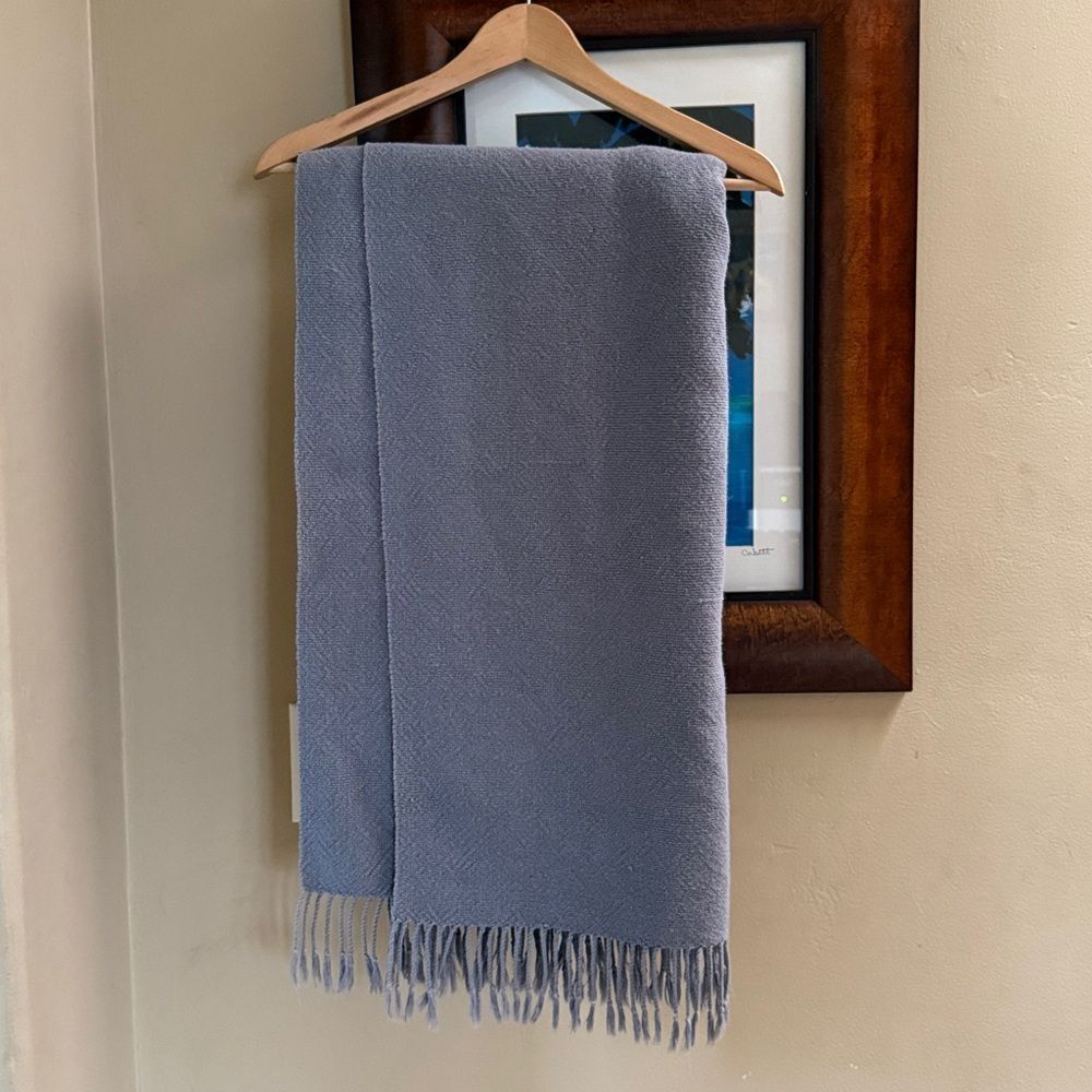 Restoration Hardware Stonewashed Brushed Cotton Fringe Throw